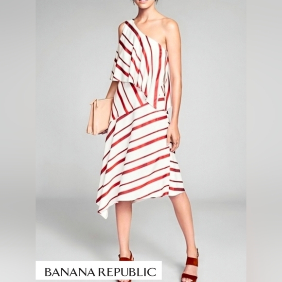 Banana Republic Dresses & Skirts - Banana Republic Asymmetrical One Shoulder Layered Striped Dress- Size 8